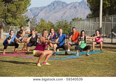 Fitness Class Squatting