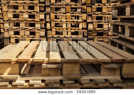 Wooden transport pallets.