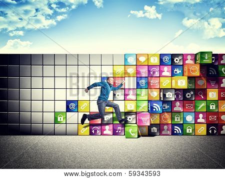 jumping man and smart icon step