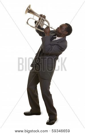 Afroamerican Jazz Musician With Flugelhorn