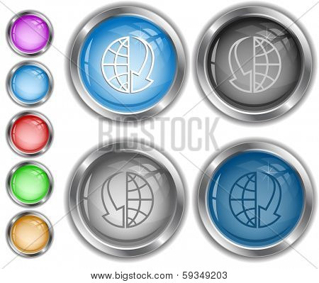 Globe and array down. Raster internet buttons. 