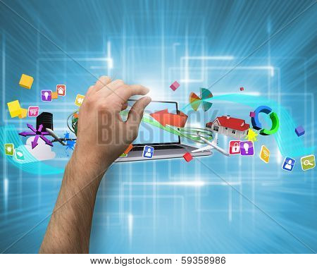 Hand presenting against multiple geometric lights