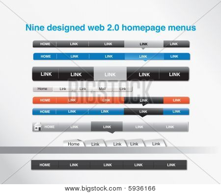Devět navržen menu homepage web 2.0