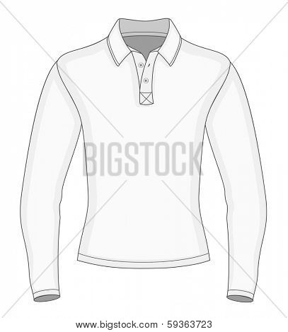 Men's long sleeve polo shirt design templates (front view). Vector illustration. No mesh. Redact color very easy.