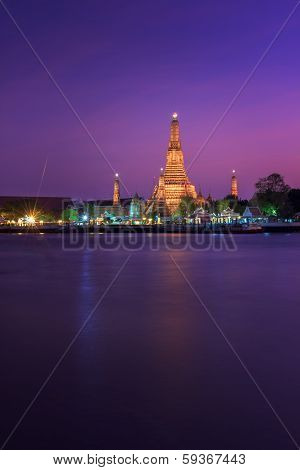 Landscape Of River And Arun Temple