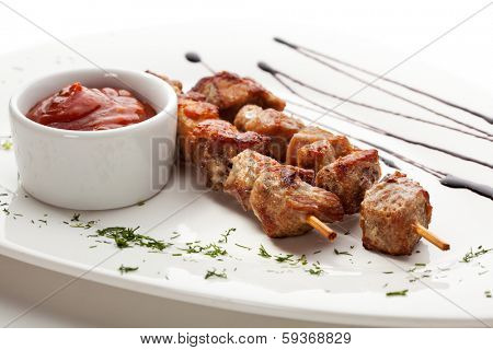 Skewered Meat with Red Sauce