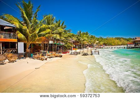 Beautiful beach on  Koh Rong island  in Cambodia.
