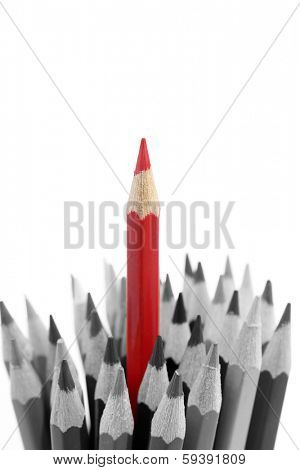 Red pencil standing out from others