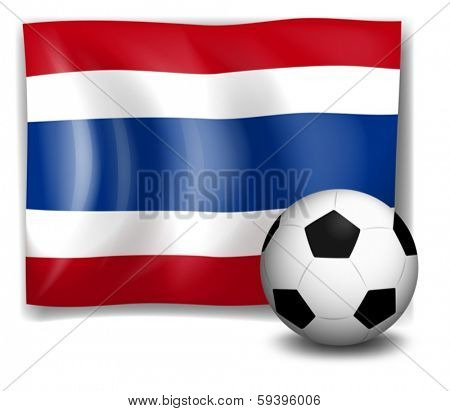 Illustration of the flag of Thailand beside a soccer ball on a white background