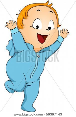 Illustration of a Little Boy Wearing Footie Pajama