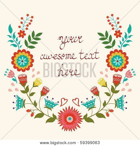 Beautiful floral wreath card