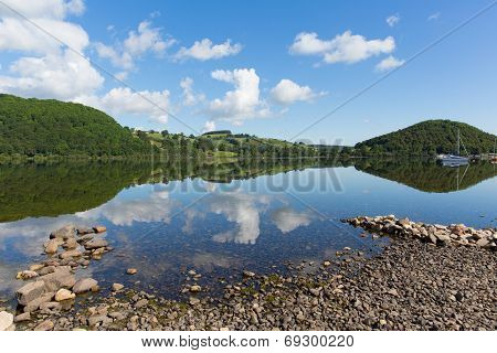 Ullswater by Pooley Bridge Lake District Cumbria England UK blue sky on beautiful summer day