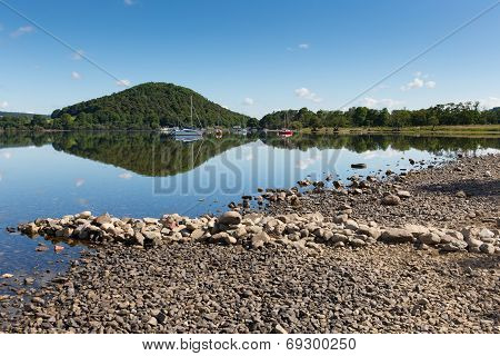 Ullswater by Pooley Bridge Lake District Cumbria England UK blue sky on beautiful summer day
