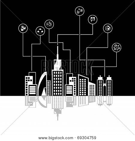 city skyline and downtown