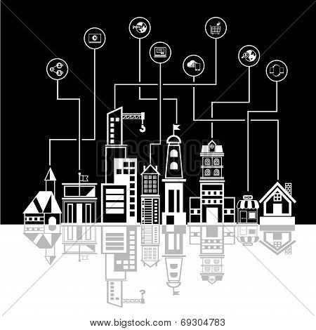 city skyline and downtown