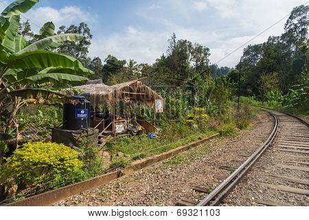 ELLA, SRI LANKA - MARCH 2, 2014: Restaurant Garden View placed along train track on way to Ella rock. It very popular and must see location among tourists.