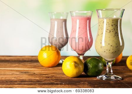 Healthy Diet, Protein Shakes And Fruits