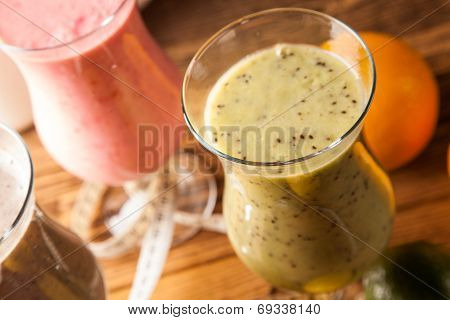 Healthy Diet, Protein Shakes And Fruits