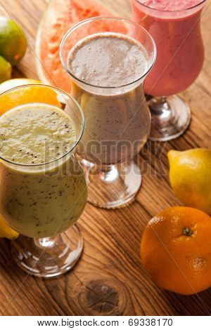 Healthy Diet, Protein Shakes And Fruits