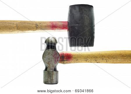 A bunch of used isolated tools isolated on white background.