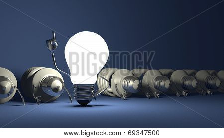 Tungsten Light Bulb Character Standing And Spiral Ones Lying