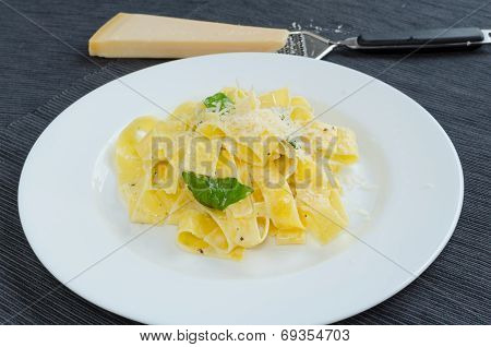 Fresh Pappadelle Pasta With Lemon, Basil And Creame