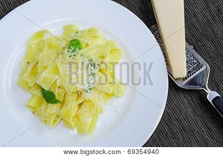 Fresh Pappadelle Pasta With Lemon, Basil And Creame