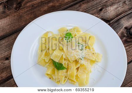 Fresh Pappadelle Pasta With Lemon, Basil And Creame