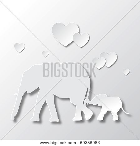 Elephants Mom and Son Love and Caring