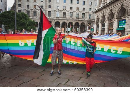 People Protesting Against Gaza Strip Bombing In Milan, Italy