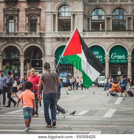 People Protesting Against Gaza Strip Bombing In Milan, Italy