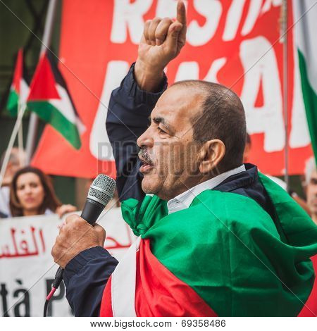 People Protesting Against Gaza Strip Bombing In Milan, Italy