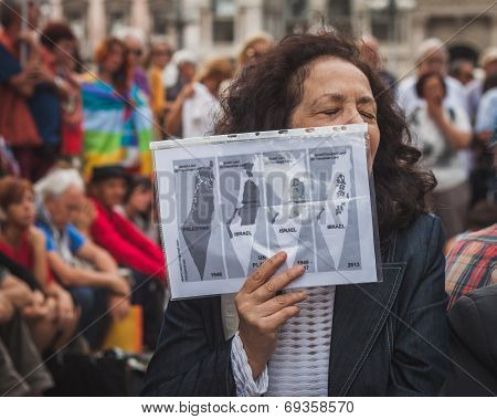 People Protesting Against Gaza Strip Bombing In Milan, Italy