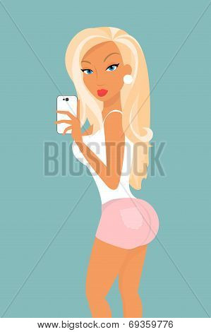 Funny belfie of blonde sensual woman
