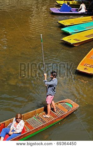 Punts on river Cherwell, Oxford.