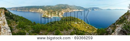 Summer View Of Assos Peninsula (greece,  Kefalonia). Panorama.