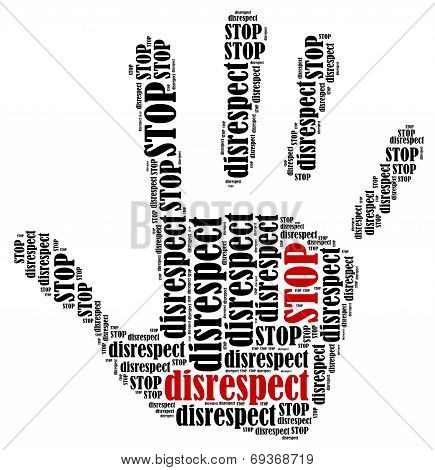 Word Cloud Illustration In Shape Of Hand Print Showing Protest.