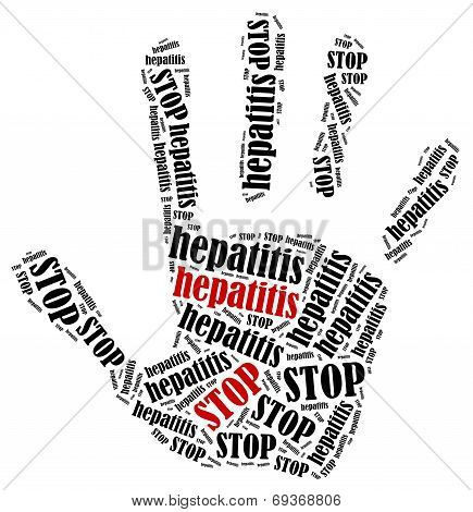 Word Cloud Illustration In Shape Of Hand Print Showing Protest.