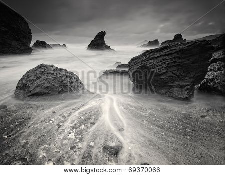Beach In Black And White