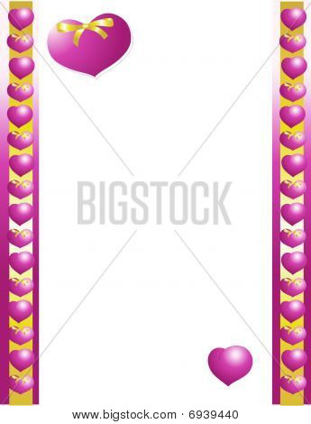Borde del corazón púrpura arco