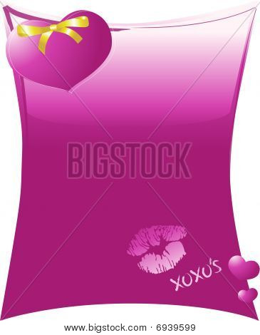 Abrazos y besos en color morado con corazón