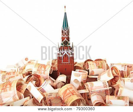 Model of the Moscow Kremlin in the background of five thousandth