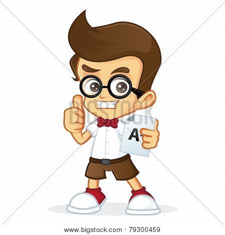Nerd boy having good grade
