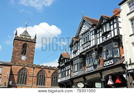 Tudor buildings and church, Chester.