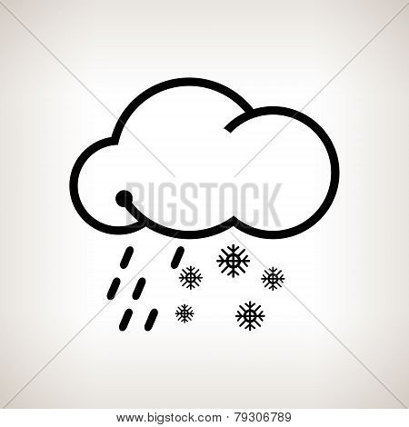 Silhouette cloud with snowflakes and rain , vector illustration