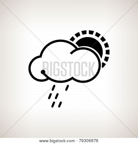 Silhouette cloud with sun and rain , vector illustration