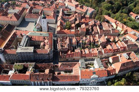 ZAGREB, CROATIA - SEMPTEMBER 20: Zagreb Panorama with Church of St Mark in Zagreb, Croatia on September 20, 2009.