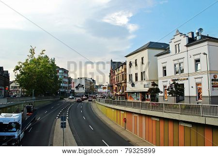Diez City Limburger Street Sunny Day View. Germany.