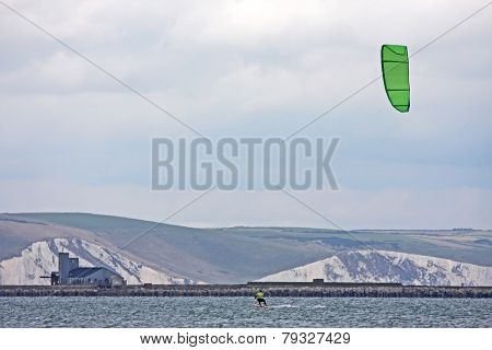 Kitesurfer in Portland Harbour