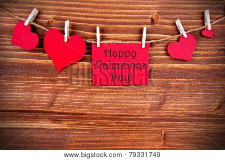 Red Label With Happy Valentines Day